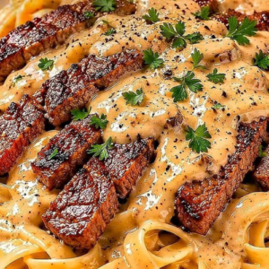 Pasta con Carne Asada